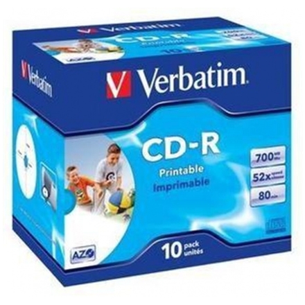 VERBATIM CD-R(10-Pack)Jewel/Printable/52x/700MB, 43325