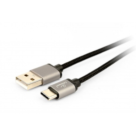 GEMBIRD Opletaný USB-C - USB 2.0,  M/M, 1,8 m, černý, CCB-mUSB2B-AMCM-6