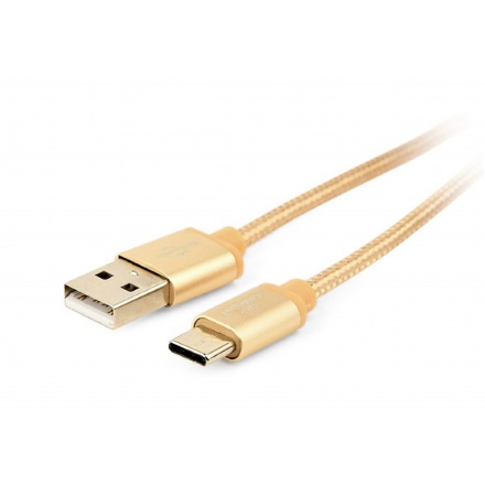 GEMBIRD Opletaný USB-C - USB 2.0,  M/M, 1,8 m, zlatý, CCB-mUSB2B-AMCM-6-G