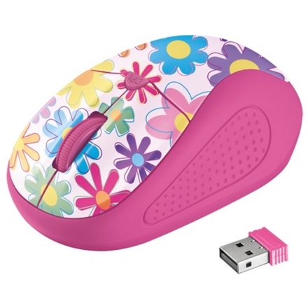 myš TRUST Primo Wireless Mouse - pink flowers, 21481