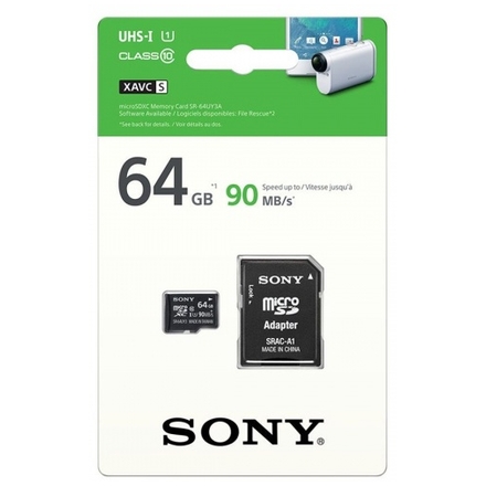 SONY microSD karta 64GB, class10, 90MB/s, adapter, SR64UYA