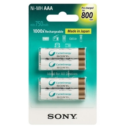 Sony NiMH AAA nabíjecí baterie 800mAh- 4ks, NH-AAAB4KN