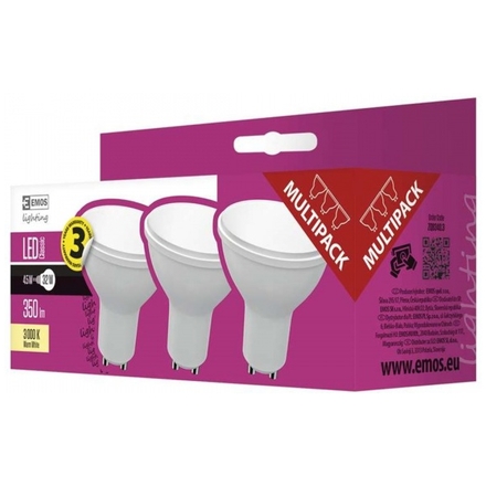 EMOS LED ŽÁROVKA CLASSIC MR16 4,5W GU10 teplá bílá 3ks, 1525730201