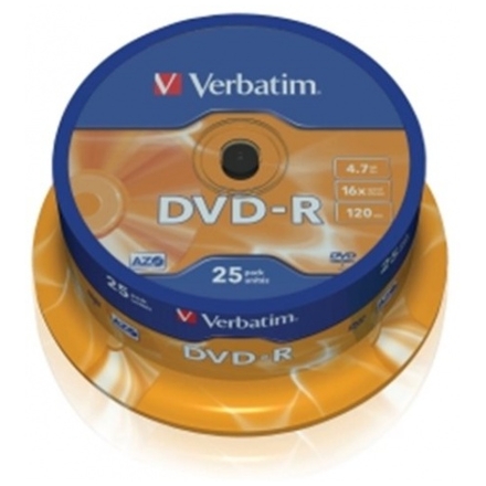 VERBATIM DVD-R(25-Pack)Spindl/MattSlvr/16x/4.7GB, 43522