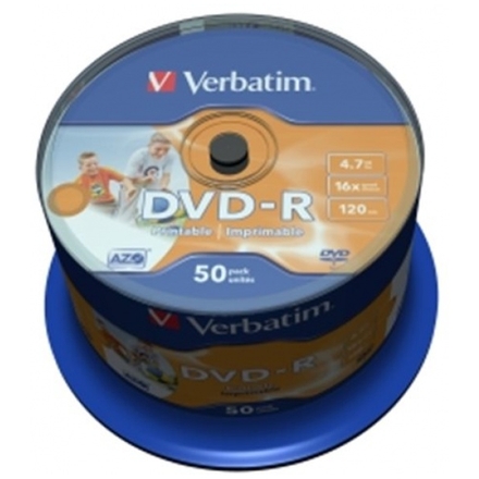 VERBATIM DVD-R(50-Pack)Cake/Print/16x/4.7GB/NoID, 43533