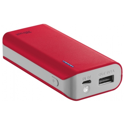 TRUST Primo PowerBank 4400 Portable Charger - red, 21226