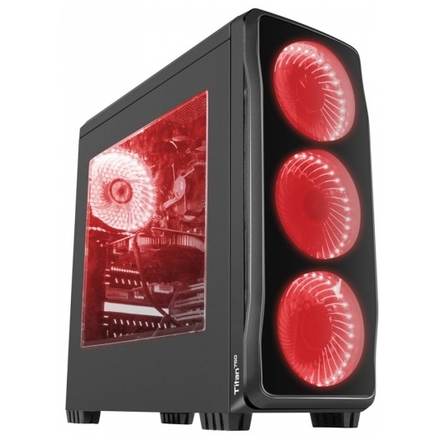 Počítačová skříň Genesis Titan 750 RED MIDI (USB 3.0), 4 ventilátory s červeným podsvícením, NPC-1125