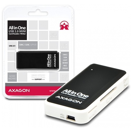 AXAGON CRE-X1, USB 2.0 externí MINI čtečka 5-slot ALL-IN-ONE, CRE-X1