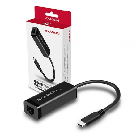 AXAGON ADE-SRC, USB-C 3.2 Gen 1 - Gigabit Ethernet síťová karta, auto instal, černá, ADE-SRC