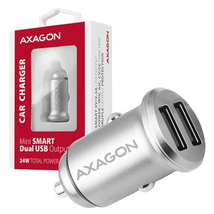 AXAGON PWC-5V4, mini SMART nabíječka do auta, 2x port 5V-2.4A + 2.4A, 24W, PWC-5V4 - neoriginální