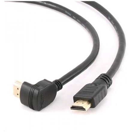 GEMBIRD Kabel HDMI-HDMI M/M 4,5m, 1.4, M/M stíněný, zlacené kontakty, 90° lomený, černý, CC-HDMI490-15