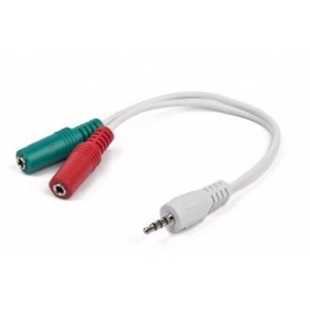 Gembird kabelová rozdvojka jack 3,5mm (4 pólový) na 2x3,5mm M/F, 20cm, audio, CCA-417W
