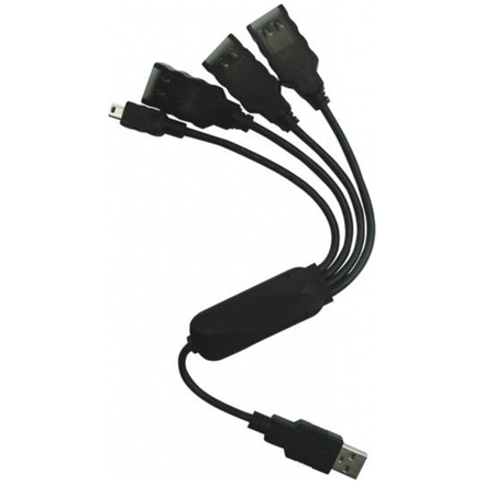 PremiumCord USB 2.0 HUB 4-portový, černý kabel, ku2hub4wk