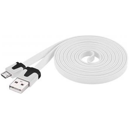 PremiumCord Kabel microUSB 2.0, A-B, plochý, bílý, ku2m2fp1