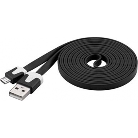 PremiumCord Kabel microUSB 2.0, A-B, plochý, černý, ku2m2fp2