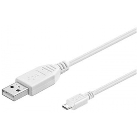PremiumCord Kabel micro USB 2.0, A-B 3m, bílá, ku2m3fw