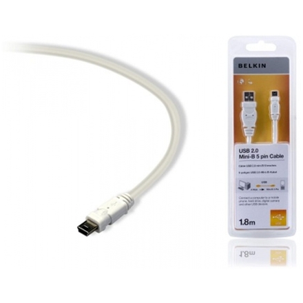 BELKIN USB 2.0 A-MiniB 5pin kabel, bílý, 1.8 m, F3U155cp1.8MWHT