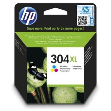 HP 304XL Tri-color Original Ink Cartridge,N9K07AE, N9K07AE - originální
