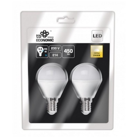 LED žárovka TB Energy E14 230, 2*5,5W, teplá bílá, LLTBEE1B05WWX20