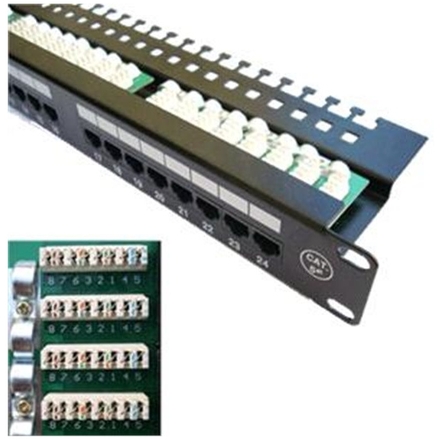 DATACOM Patch panel 24x RJ-45,Cat5e UTP, 19" s vyvázáním, horní zářez, 3033