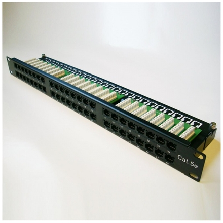 DATACOM Patch panel 48p. Cat5e 1U BK 8x6p. Modul, UTP, 19", 3004