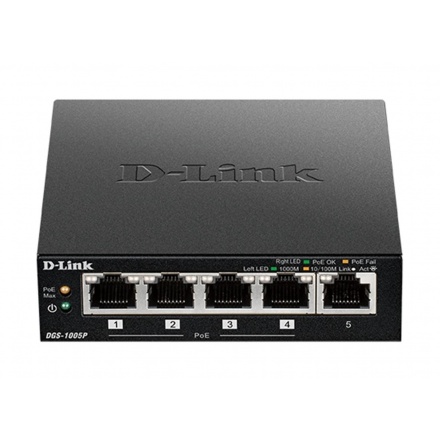 D-Link DGS-1005P 5x10/100/1000 PoE+Switch, DGS-1005P/E