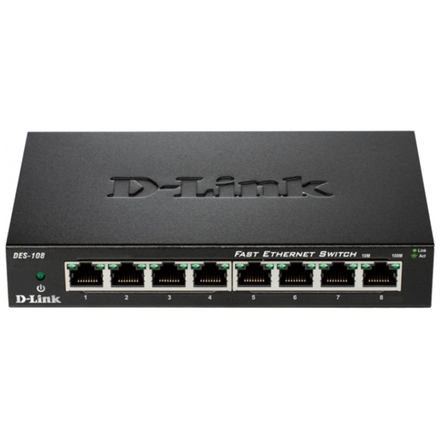 D-Link DES-108 kovový 8-port 10/100 Desktop Switch, DES-108/E