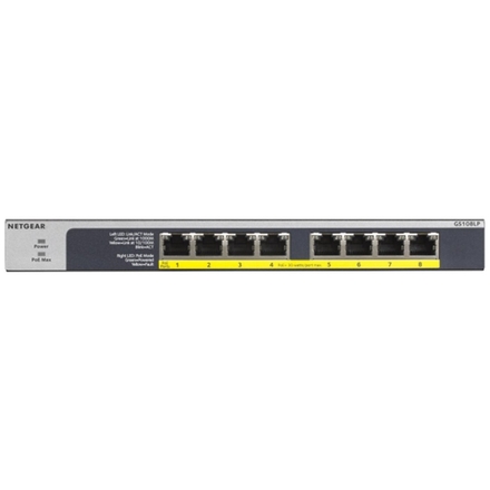 NETGEAR 8-port 10/100/1000Mbps Gigabit Ethernet, Flexible PoE, GS108LP, GS108LP-100EUS