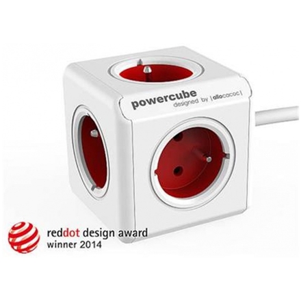 Zásuvka prodlužovací PowerCube EXTENDED 5-ti rozbočka, kabel 3m, Red, 423679