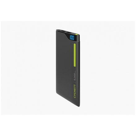 CYGNETT Power Bank 6000mAh, green/grey, Li-Pol technologie, 2 X USB , LCD displej, CY1770PBCHE