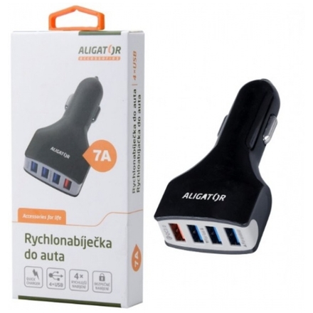 Aligator nab. do auta 4USB, Quick charger 7A černá, CHA0022 - neoriginální