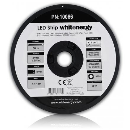 Whitenergy WE LED páska 50m SMD3528 4.8W/m 8mm teplá bílá, 10066