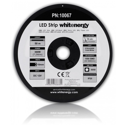 Whitenergy WE LED páska 50m SMD5050 7.2W/m 10mm studená bílá, 10067