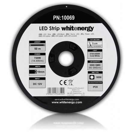 Whitenergy WE LED páska 50m SMD5050 14.4W/m 10mm studená bílá, 10069