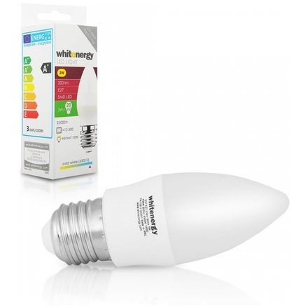 Whitenergy WE LED žárovka SMD2835 C37 E27 3W studená bílá, 10212