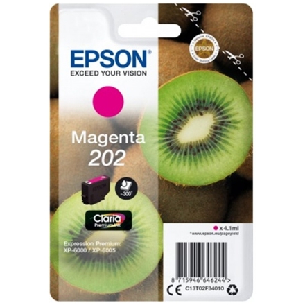 EPSON ink Magenta 202 Premium - singlepack, 4,1ml, 300s, standard, C13T02F34010 - originální