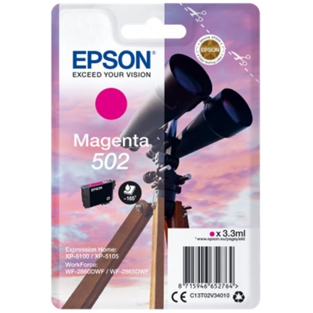 EPSON singlepack,Magenta 502,Ink,standard, C13T02V34010 - originální