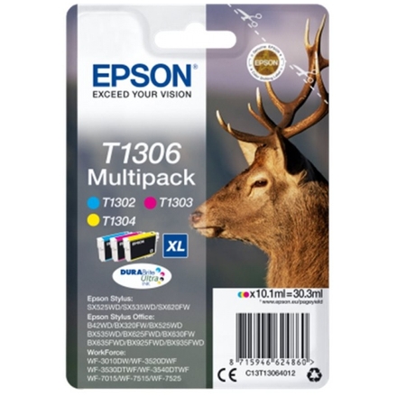 Epson Multipack 3-colours T1306 DURABrite UltraInk, C13T13064012 - originální