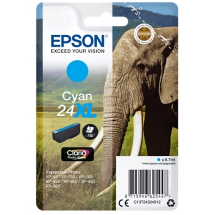 Epson Singlepack Cyan 24XL Claria Photo HD Ink, C13T24324012 - originální