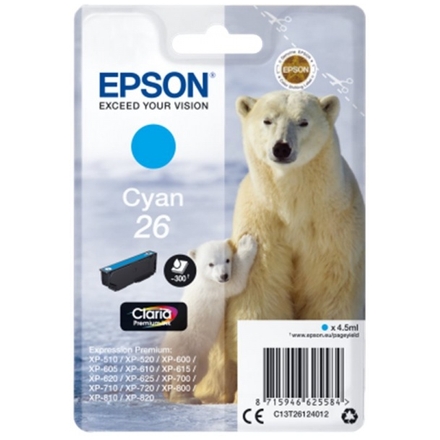 Epson Singlepack Cyan 26 Claria Premium Ink, C13T26124012 - originální