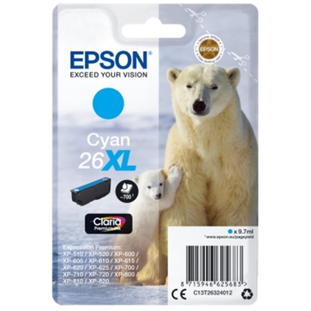 Epson Singlepack Cyan 26XL Claria Premium Ink, C13T26324012 - originální