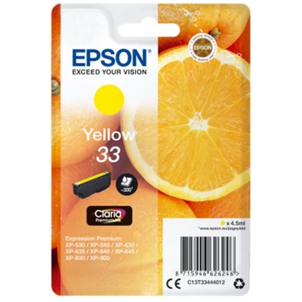 Epson Singlepack Yellow 33 Claria Premium Ink, C13T33444012 - originální