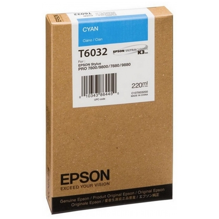Epson T603 Cyan 220 ml, C13T603200 - originální