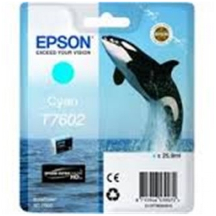 Epson T7602 Ink Cartridge Cyan, C13T76024010 - originální