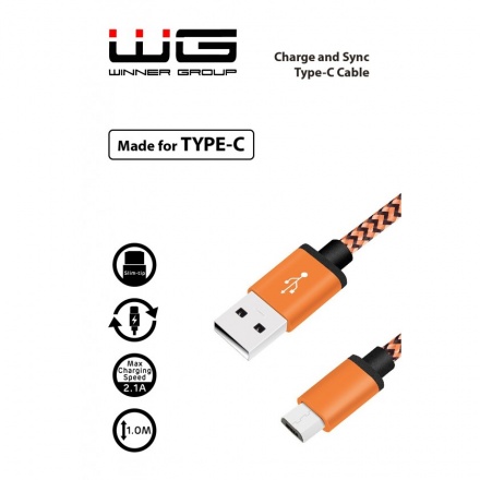 Datový kabel Winner Type C, 1metr, (Oranžový) 8591194074547