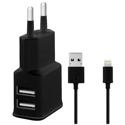 Nabíječka WG DUAL USB Charger 2,1A + MFI APPLE Cable(černá), 5982