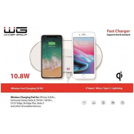 Bezdrátová nabíječka stolní/Fast Wireless Charger 18W bílá, 6891