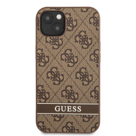 Guess PU 4G Stripe Zadní Kryt pro iPhone 13 Brown, GUHCP13MP4SNW