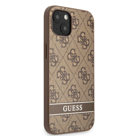 Guess PU 4G Stripe Zadní Kryt pro iPhone 13 Brown, GUHCP13MP4SNW