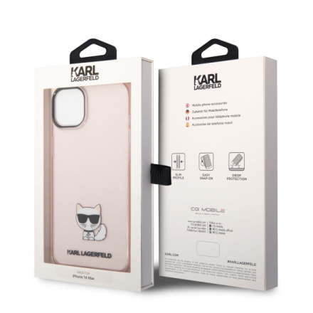 Karl Lagerfeld Choupette Logo Zadní Kryt pro iPhone 14 Plus Pink, KLHCP14MCTTRI